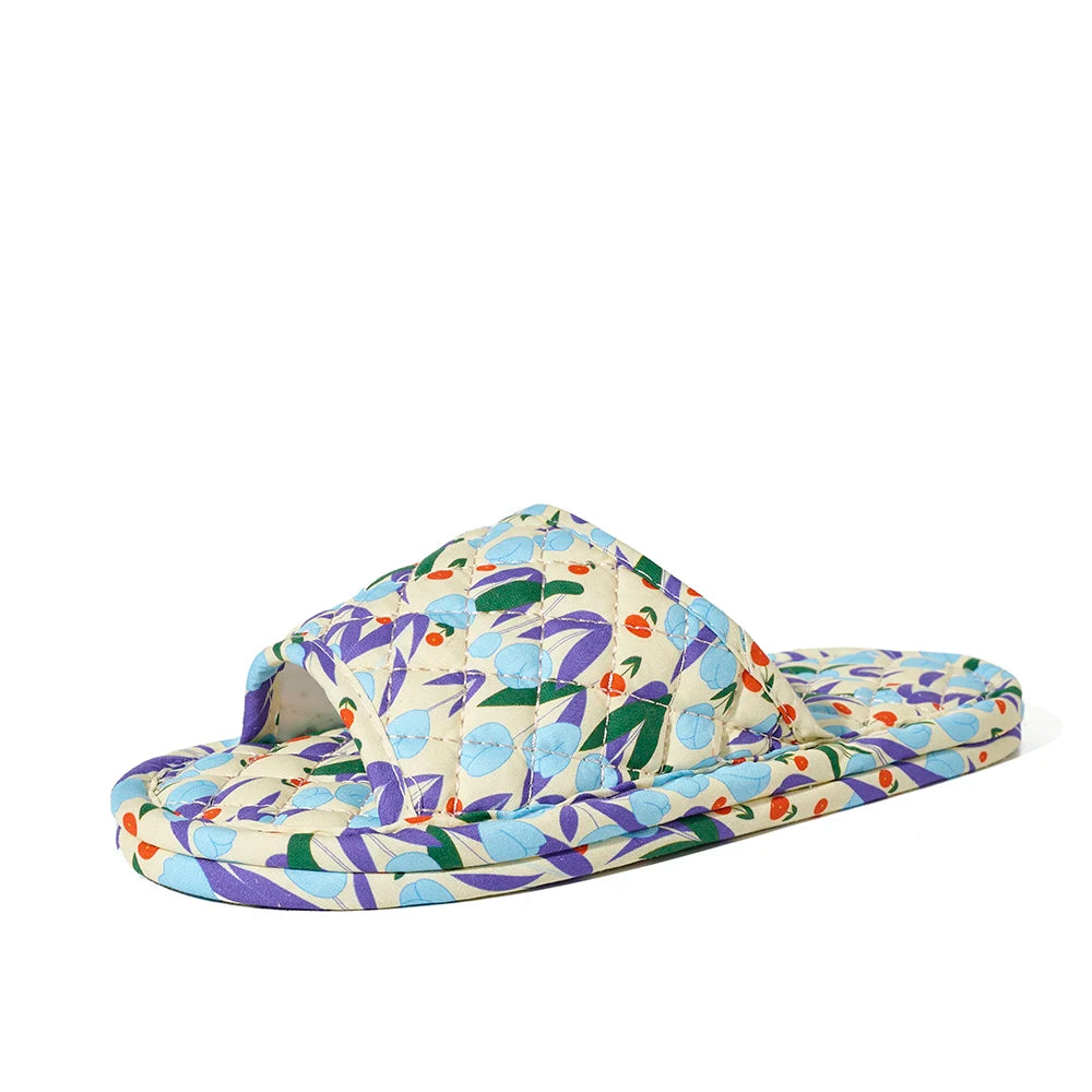 Summer Women Home Slippers Soft Cotton Floral Floor Shoes Antislip Indoor Slippers Fashion Lightweight Bedroom Shoes
