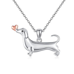 Accessories Two-color Cute Sausage Dog Heart Necklace