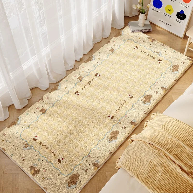 Living Room Carpet Cartoon Bear Sherpa Fleece Skin Friendly Bedside Rug Soft Warm for Sofa Area Home Decoration Mat Washable New