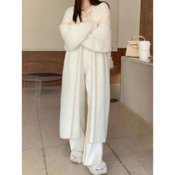 Loose Overknee Mink Knitted Sweater Cardigan Coat Women