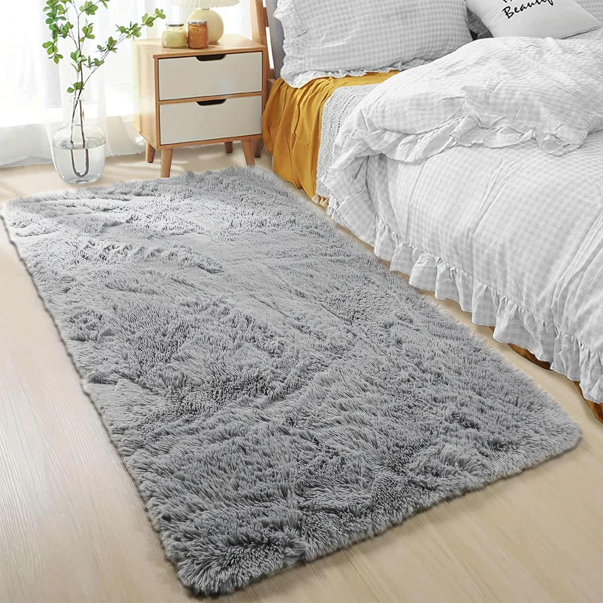 VIKAMA Luxurious Fluffy Area Rug Soft Plush Carpet Silk Wool Sofa Bedside Rug Children's Room Living Room Bedroom Mat Home Decor