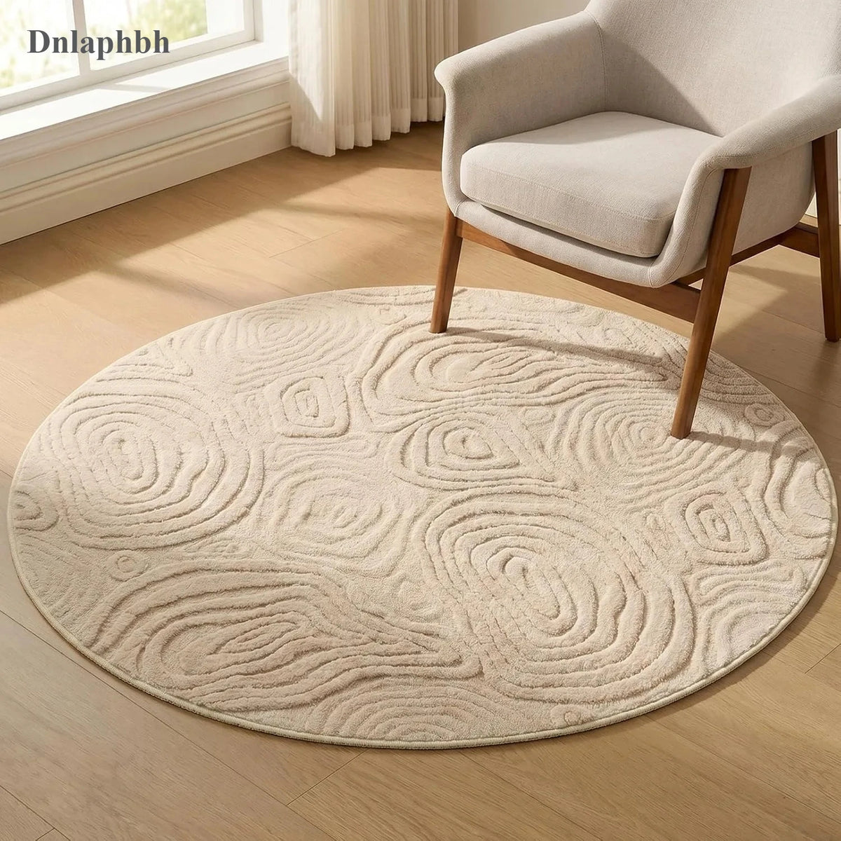 Dnlaphbh 3D Geometric Round Rug – Soft High-Low Polyester,Washable & Non-Slip,Modern Circle Carpet Living Room,Bedroom 60-120cm