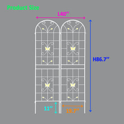 2 Pack Metal Garden Trellis 86.7 X 19.7 Rustproof Trellis For Climbing Plants Outdoor Flower Support Cream White