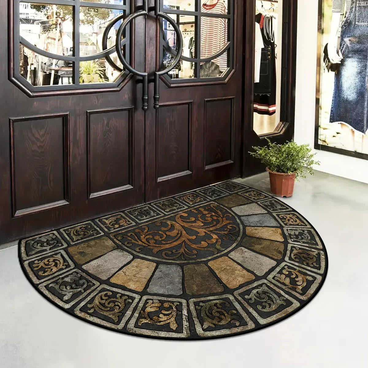 Entrance Carpet Home Door Entry Mat Outdoor Garden Decorative Carpets Luxury Welcome DoorMats Semi-circular Rug Tapete De Entra