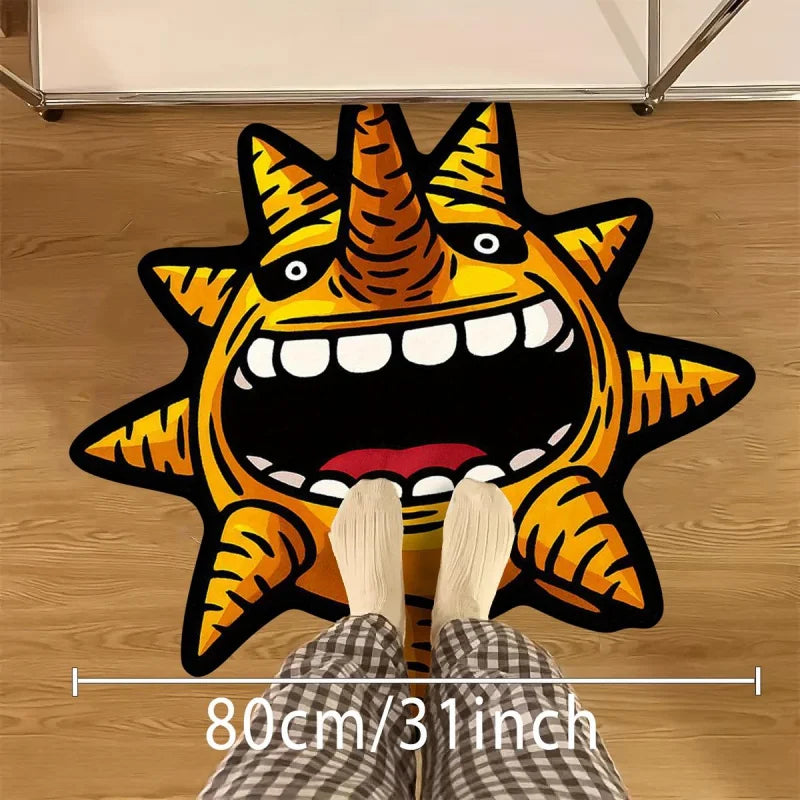 VIKAMA cartoon sun monster shaped carpet anti slip soft floor mat bedroom living room entrance door fun home decoration foot mat