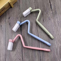 Curved Toilet Brush Gap Cleaning Tool Bathroom Accessory Long Handle Wall Mounted Toilet Soft Bristle Brush Plastic Durable
