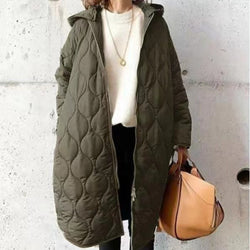 Autumn And Winter New Diamond Lattice Hooded Cotton Coat Jacket Women's Top — Taille XS