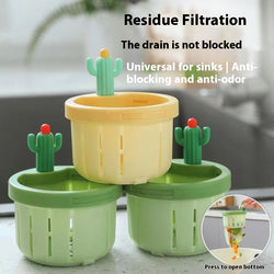 Cactus Sink Drain Strainer Press Automatic Dumping Basket Multi-functional Use Filter Net For Tub Kitchen Waste Collector Kitchen Gadgets