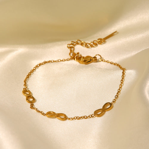 18K Gold Plated Infinite Symbol Fine Stainless Steel Bracelet