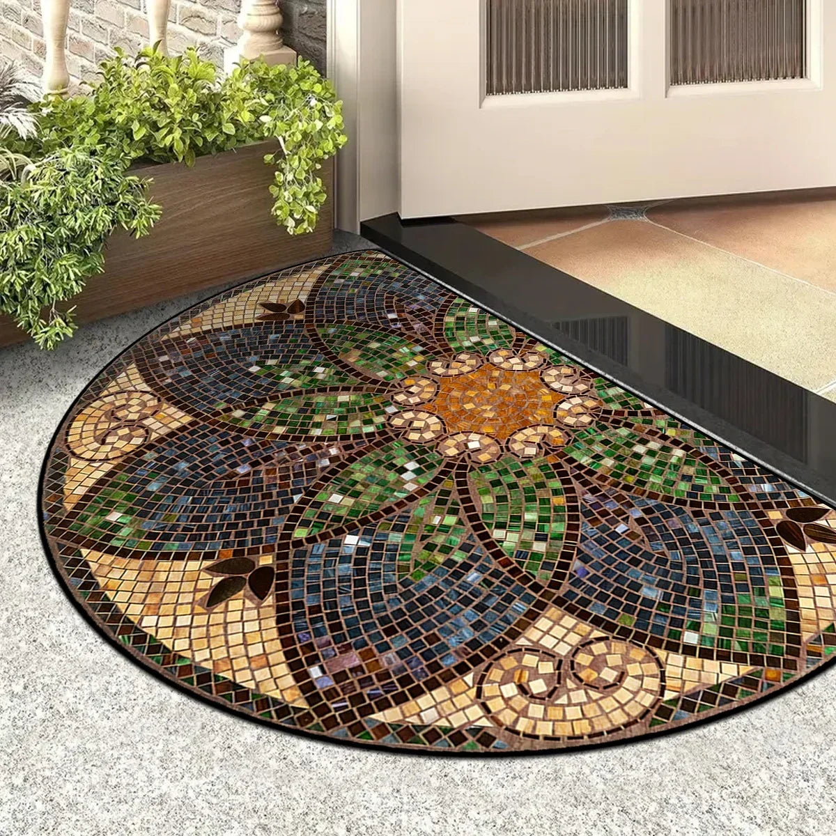 Entrance Carpet Home Door Entry Mat Outdoor Garden Decorative Carpets Luxury Welcome DoorMats Semi-circular Rug Tapete De Entra