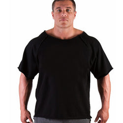 Men's Solid Color Gym Short Sleeve Batwing Shirt