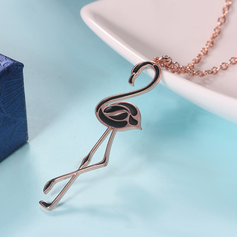 Collier pendentif flamant rose