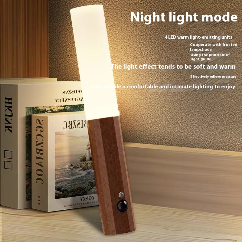 Lampe LED murale bois à détecteur