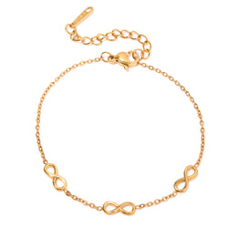 18K Gold Plated Infinite Symbol Fine Stainless Steel Bracelet