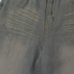 Old Wash Water Denim Five-point Pants Men