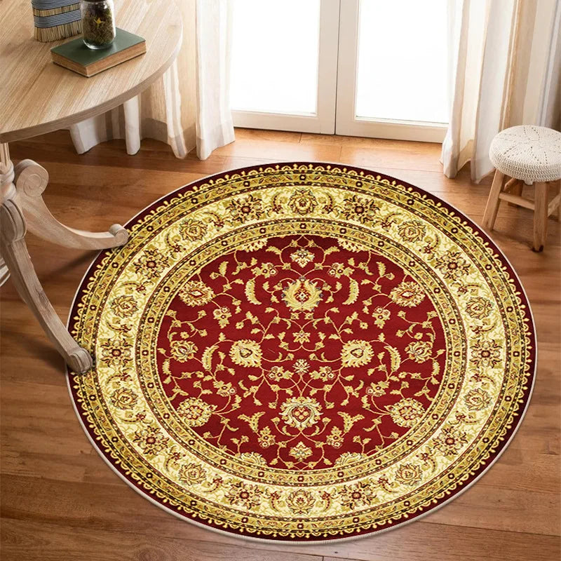 VIKAMA Crystal Pile Carpet Persian Famous Vintage Round Living Room Bedroom Office Cloakroom Rugs Stain-resistant Washable Mats