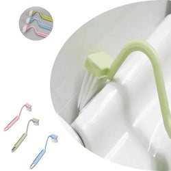 Curved Toilet Brush Gap Cleaning Tool Bathroom Accessory Long Handle Wall Mounted Toilet Soft Bristle Brush Plastic Durable