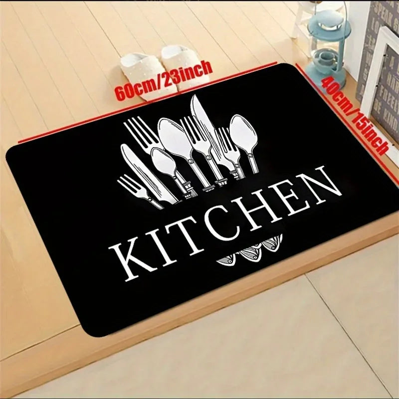 1 Piece Black Kitchen Floor Mat Bathroom Carpet Living Room Rug Bedroom Rug Entrance Mat Washable Non-Slip Carpet Room Decor