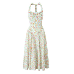 Fashion French Floral Halter Dress Women