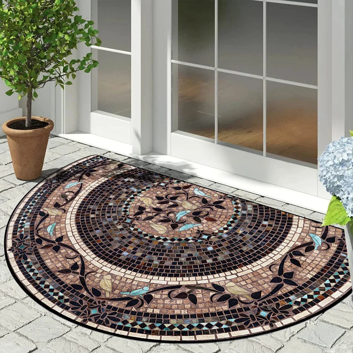 Entrance Carpet Home Door Entry Mat Outdoor Garden Decorative Carpets Luxury Welcome DoorMats Semi-circular Rug Tapete De Entra