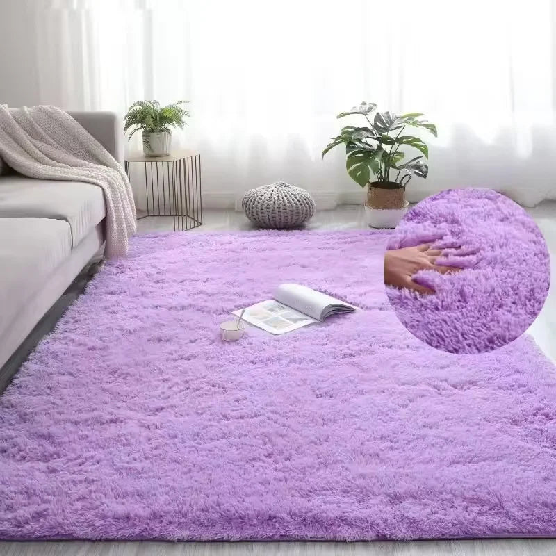 VIKAMA Luxurious Fluffy Area Rug Soft Plush Carpet Silk Wool Sofa Bedside Rug Children's Room Living Room Bedroom Mat Home Decor