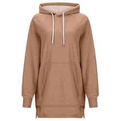 Women's Solid Color Hooded Split Shoulder Sleeve Sweater
