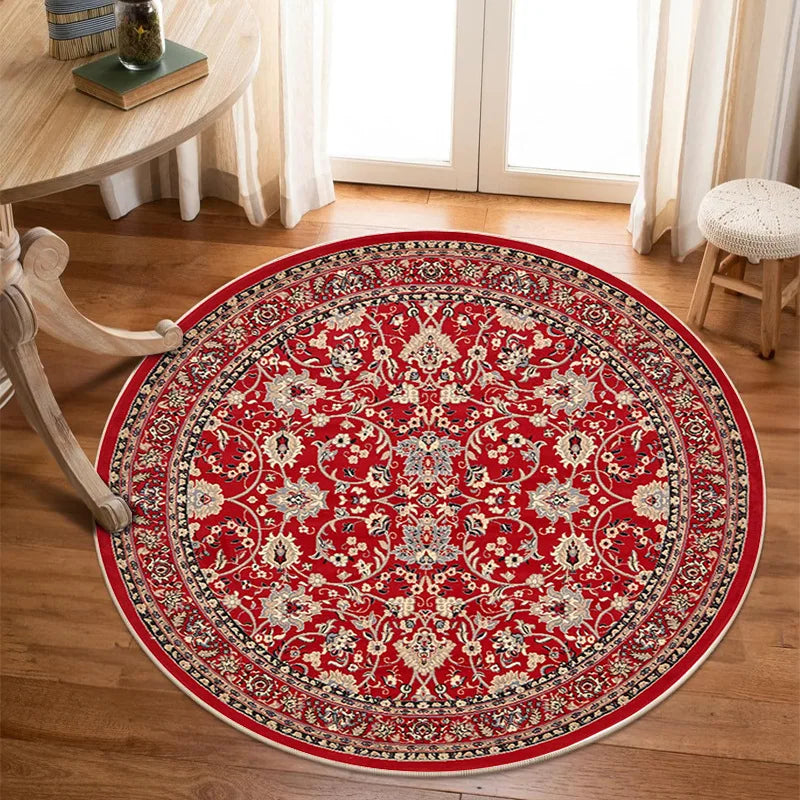 VIKAMA Crystal Pile Carpet Persian Famous Vintage Round Living Room Bedroom Office Cloakroom Rugs Stain-resistant Washable Mats