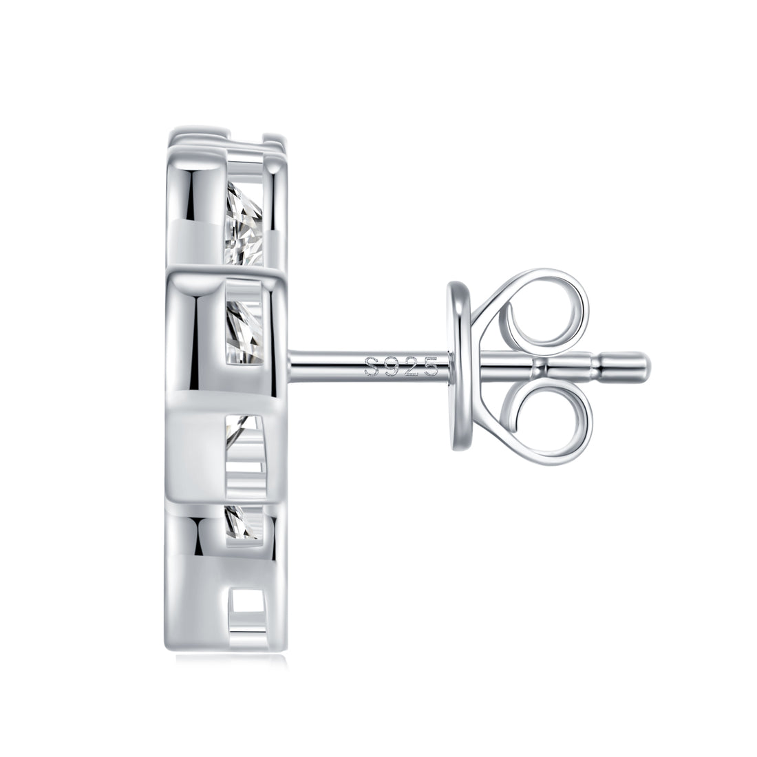 A Luxurious And Fashionable Minimalist Jewelry Earring Set Featuring Top-quality Moissanite Stones, Made Of S925 Silver Electroplated With Platinum.