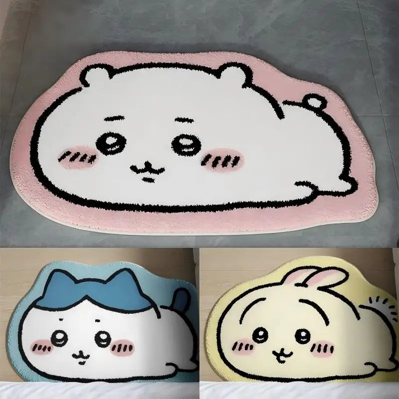 Chiikawa Cartoon Rug Anime Hachiware Usagi Plush Floor Mat Bathroom Non-Slip Carpet Car Cushion Soft Living Room Decor***