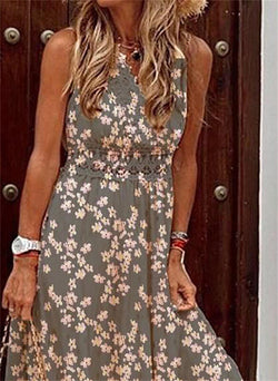 Bohemian Style Sleeveless Printed Dress