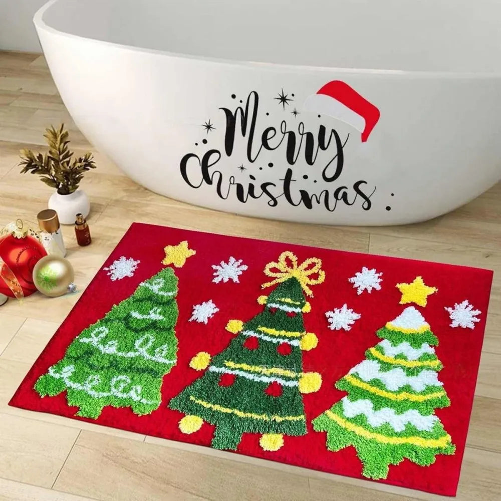 VIKAMA Christmas Plush Carpet Non Slip And Easy To Clean Living Room Bedroom Hallway Holiday Decorative Carpet Home Decoration