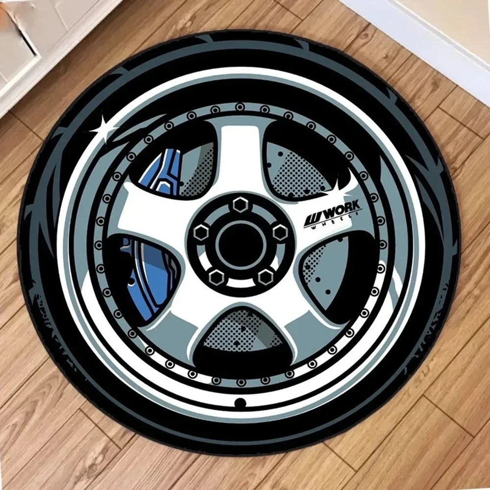 VIKAMA Car Hub Round Cushion Soft Non-Slip Living Room Bedroom Carpet Modified Car Enthusiasts Home Decoration