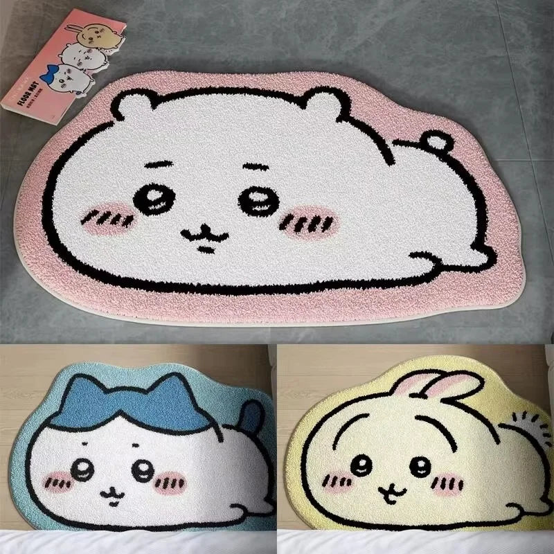 Kawaii Cartoon Rug Anime Hachiware Usagi Plush Floor Mat Bathroom Non-Slip Carpet Car Cushion Soft Living Room Cute Decor Gift