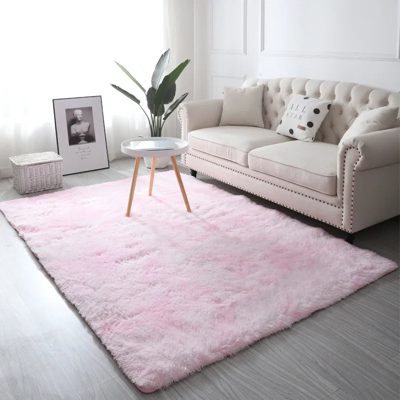 VIKAMA Tie-Dye Plush Carpet Living Room Decoration Soft Fluffy Home Mat Children's Room Baby Crawling Non-Slip Blanket