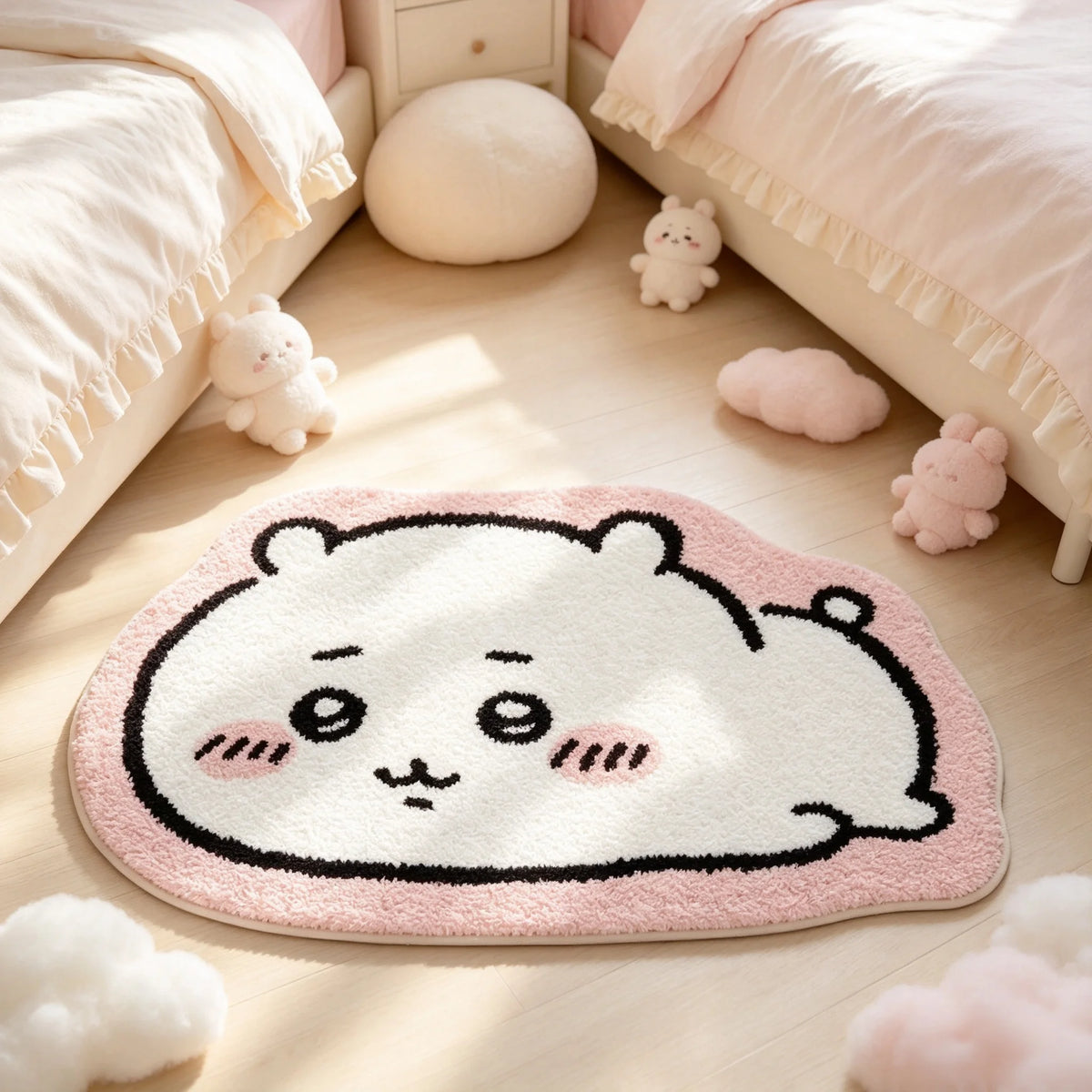 -Chiikawa Cartoon Rug Anime Hachiware Usagi Plush Floor Mat Bathroom Non-Slip Carpet Car Cushion Soft Living Room Decor-