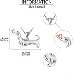 Accessories Two-color Cute Sausage Dog Heart Necklace