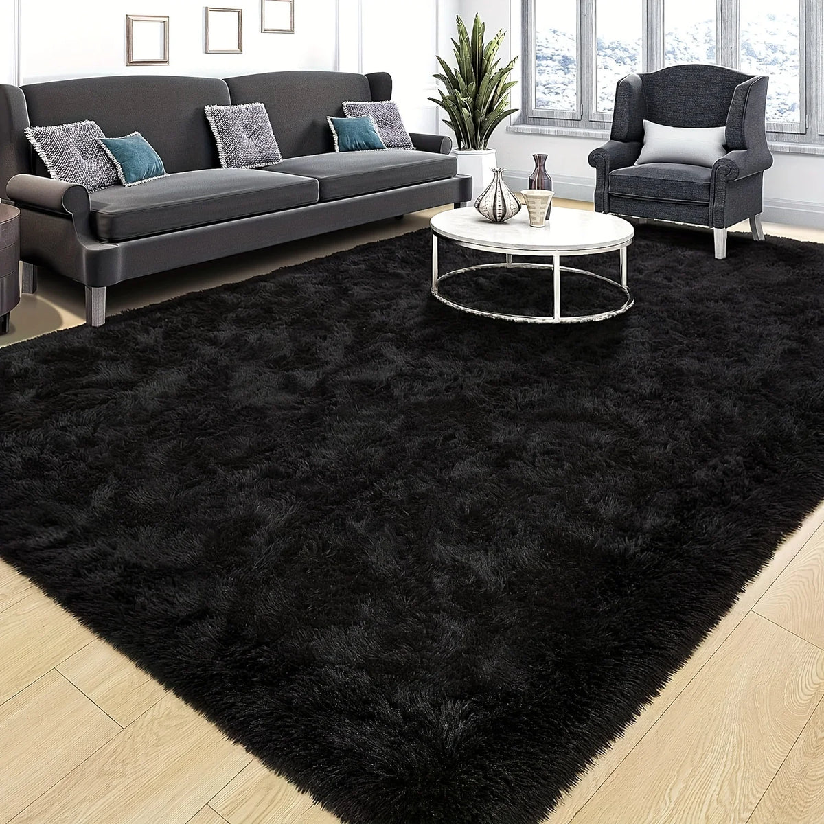 VIKAMA Luxurious Fluffy Area Rug Soft Plush Carpet Silk Wool Sofa Bedside Rug Children's Room Living Room Bedroom Mat Home Decor