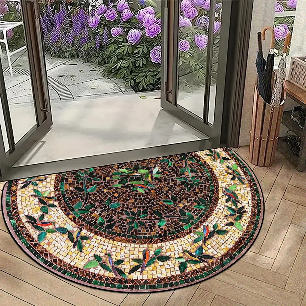 Entrance Carpet Home Door Entry Mat Outdoor Garden Decorative Carpets Luxury Welcome DoorMats Semi-circular Rug Tapete De Entra