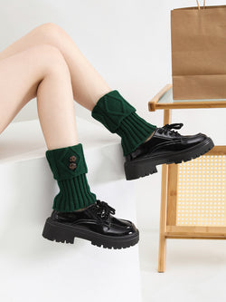 Women Winter Warm Crochet Knit Short Leg Warmer Short Boot Cuffs Socks Ladies Middle Tube Leg Warmer Socks