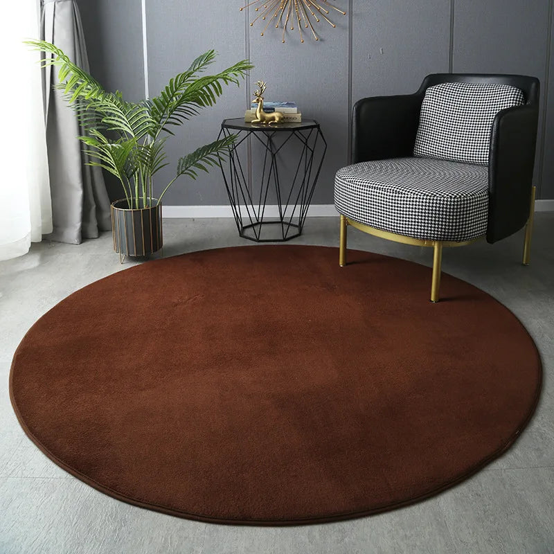 Round Thickened Coral Velvet Carpet Soft Bedroom Mats Bed Full Living Room Rugs Tatami Mat Computer Desk Balcony  Blanket